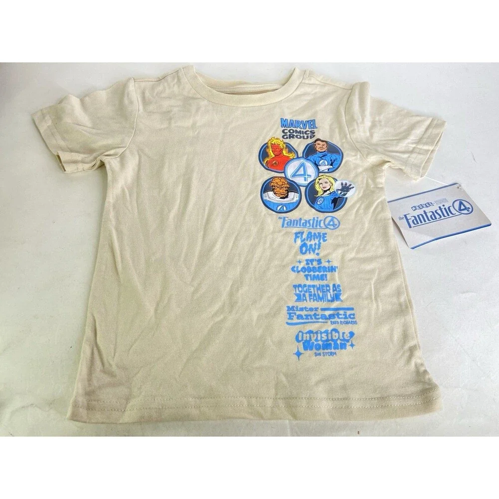 Marvel Comics Fantastic 4 Tee T-Shirt Short Sleeve Kids Boys Size 5